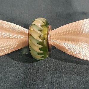 PANDORA retired MURANO GLASS Mint green & blue Swirls  Charm